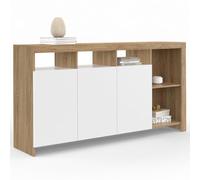 IDMarket - Buffet 140 cm Malo Bois et Portes Blanches