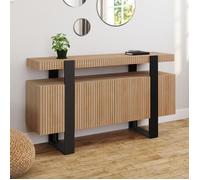 IDMARKET Buffet 140 cm OCTAVE 4 portes lattes tasseau bois