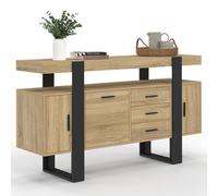 IDMarket - Buffet 140 cm Phoenix 3 Portes et 3 tiroirs Bois et Noir