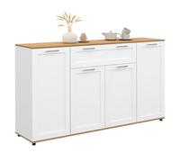 IDMarket - Buffet 140 cm VITO 4 Portes et 1 tiroir Blanc et Bois
