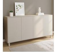 IDMARKET Buffet 160 cm BERTILLE 4 portes bois coloris beige