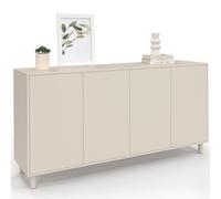 IDMarket - Buffet 160 cm BERTILLE 4 Portes Bois Coloris Beige