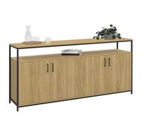 IDMarket - Buffet 160 cm Detroit 4 Portes Bois et Noir Design Industriel