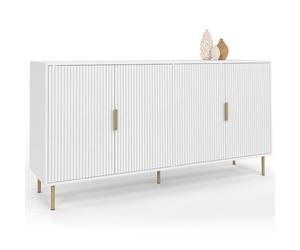 IDMarket - Buffet 160 cm Marcel Blanc Effet Lattes Finitions dorées