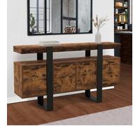 IDMarket - Buffet Phoenix XXL - 160 cm, 4 portes, bois effet vieilli et noir