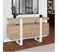 IDMarket - Buffet 160 cm Phoenix XXL 4 Portes Bois et Blanc