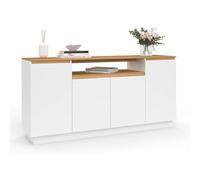 IDMarket - Buffet 160 cm Serena Blanc et Plateau Effet Bois