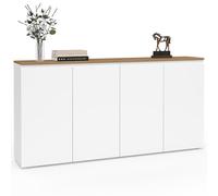 IDMarket - Buffet 160 cm Toby 4 Portes Blanc et Plateau Bois
