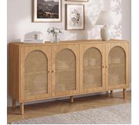 IDMARKET Buffet 160 cm VLORA 4 portes forme arche bois et cannage