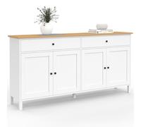 IDMarket - Buffet 160cm Achille 4 Portes et 2 tiroirs Blanc et Plateau Bois