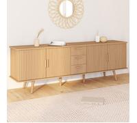 IDMARKET Buffet 180 cm JULIETTE XXL 4 portes et 3 tiroirs effet lattes tasseau bois
