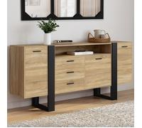 IDMARKET Buffet 180 cm PHOENIX XXL 3 portes et 3 tiroirs avec niche bois et noir