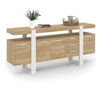 IDMarket - Buffet 180 cm Phoenix XXL 4 Portes avec 3 tiroirs Bois et Blanc