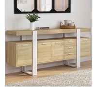 IDMarket - Buffet 180 cm Phoenix XXL 4 Portes avec 3 tiroirs Bois et Blanc