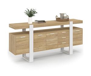 IDMarket - Buffet 180 cm Phoenix XXL 4 Portes avec 3 tiroirs Bois et Blanc