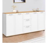 IDMARKET Buffet 180 cm VITO XXL 4 portes avec 3 tiroirs bois et blanc