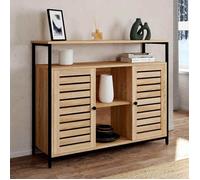 IDMarket - Buffet 2 Portes persiennes 100 cm Halifax Design Industriel