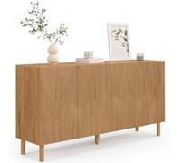 IDMarket - Buffet à Lattes géométrique Effet Bois 160 cm 4 placards