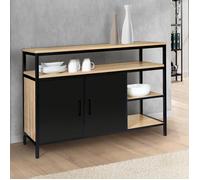 IDMARKET Buffet bas 100 cm BOSTON 2 portes noires design industriel