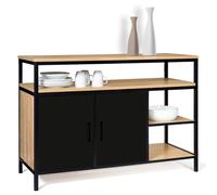 IDMARKET Buffet bas 100 cm BOSTON 2 portes noires design industriel
