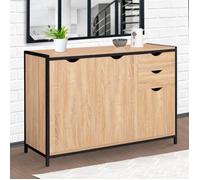 IDMarket - Buffet Bas 110 cm Detroit avec placards et tiroirs Design Industriel