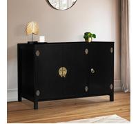 IDMarket - Buffet Bas 110 cm Yang 3 Portes Bois Noir