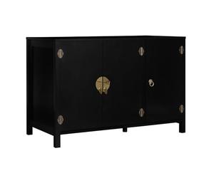 IDMarket - Buffet Bas 110 cm Yang 3 Portes Bois Noir