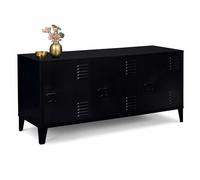 IDMarket - Buffet Bas 113 cm Ester 3 Portes métal Noir Design Industriel