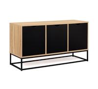 IDMarket - Buffet Bas 3 Portes Noires 113 cm Boston Design Industriel