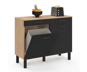 IDMarket - Buffet Bas de Cuisine 100 cm CINA façon hêtre et Noir