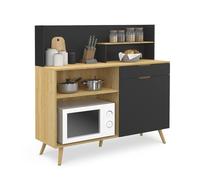 IDMarket - Buffet Bas de Cuisine 120 CM Olaf Plan de Travail H.83 cm 1 Porte + 1 tiroir façon hêtre et Noir