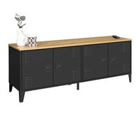 IDMarket Buffet bas ESTER 140 cm 4 portes métal noir plateau bois design industriel