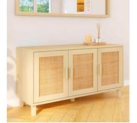 IDMarket - Buffet Bas Vintage 113 cm Elin 3 Portes Effet Naturel cannage