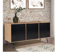 IDMarket - Buffet Bas Vintage 113 cm Noemi 3 Portes Bois Pied épingle