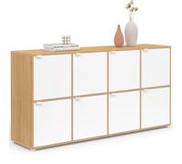 IDMarket - Buffet casier 139 cm Cassie 8 Portes Blanc et Bois