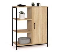 IDMarket - Buffet d'appoint 3 étagères et Placard 70 cm Detroit Design Industriel