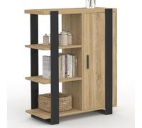 IDMarket – Buffet d'appoint PHOENIX – 3 étagères et placard – 70 cm – bois et noir