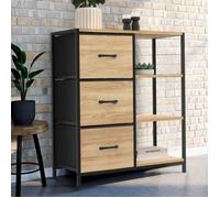 IDMARKET Buffet d'appoint 3 tiroirs et étagères 70 cm UTAH design industriel