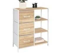 IDMarket - Buffet d'appoint 70 cm 3 tiroirs et étagères Utah