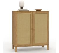 IDMarket - Buffet d'appoint Vintage 2 Portes 70 cm HANAE Effet Naturel cannage