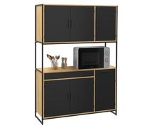 Buffet De Cuisine 120 Cm Boston Meuble 6 Portes Design Industriel + Tiroir