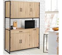 Buffet De Cuisine 120 Cm Detroit Meuble 6 Portes Design Industriel + Tiroir