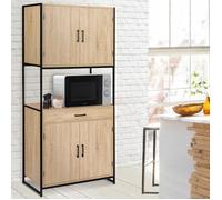 IDMARKET Buffet de cuisine 80 CM DETROIT meuble 4 portes design industriel + tiroir