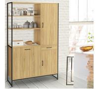 IDMARKET Buffet de cuisine avec colonne de rangement 100 CM DETROIT 3 portes + tiroir design industriel