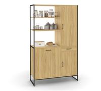 IDMarket - Buffet de Cuisine avec Colonne de Rangement 100 CM Detroit 3 Portes + tiroir Design Industriel