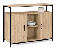 IDMarket Buffet Detroit 100 cm 2 Portes Bois et Métal Design Industriel