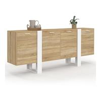 IDMarket - Buffet Enfilade 200 cm Phoenix XXL 4 Portes Bois et Blanc