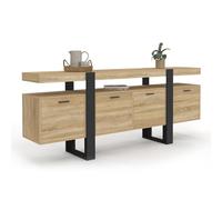Buffet enfilade 200 cm PHOENIX XXL 4 portes avec niche bois et noir Noir