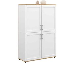 IDMarket - Buffet Haut H. 125 cm VITO 4 Portes Blanc et Bois