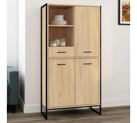 IDMarket - Buffet Haut H. 160 cm Detroit 3 Portes Design Industriel